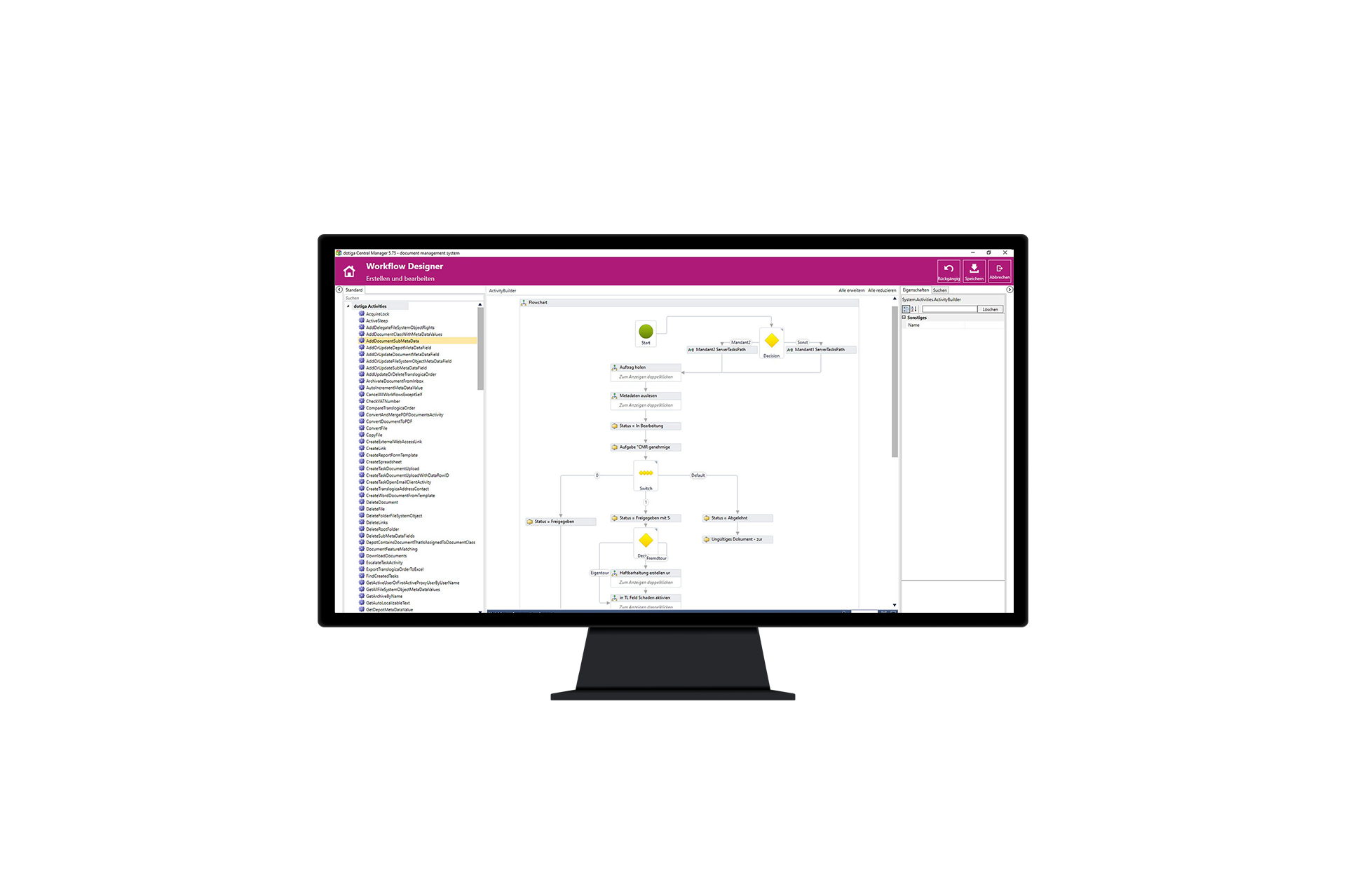 Bild von Computer mit Screenshot zum Workflowdesigner für Transportmanagement und Speditionslogistik